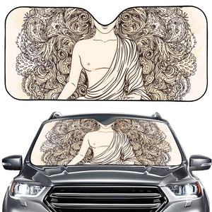 Beige Buddha Mandala Print Car Windshield Sun Shade