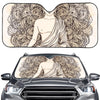 Beige Buddha Mandala Print Car Windshield Sun Shade