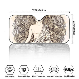 Beige Buddha Mandala Print Car Windshield Sun Shade