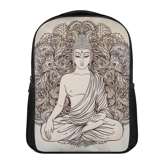 Beige Buddha Mandala Print Casual Backpack