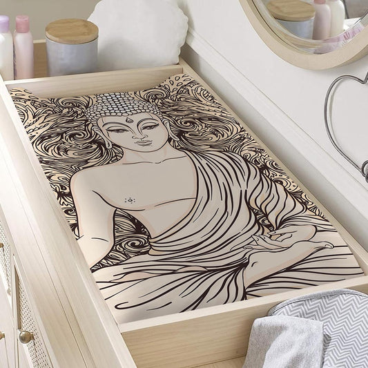 Beige Buddha Mandala Print Changing Pad Cover