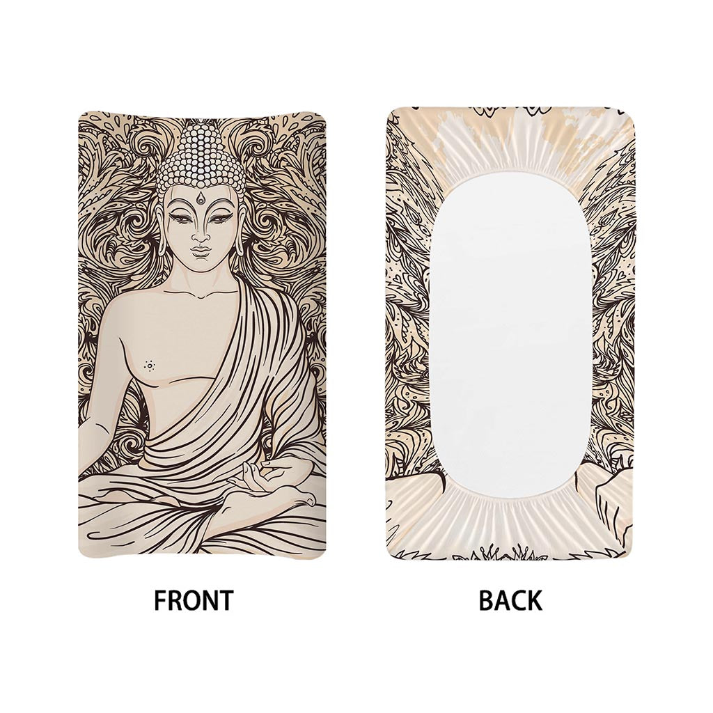 Beige Buddha Mandala Print Changing Pad Cover
