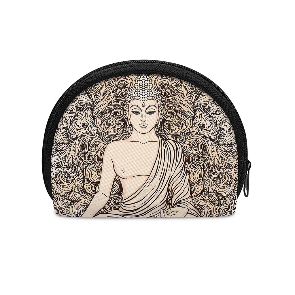 Beige Buddha Mandala Print Coin Purse