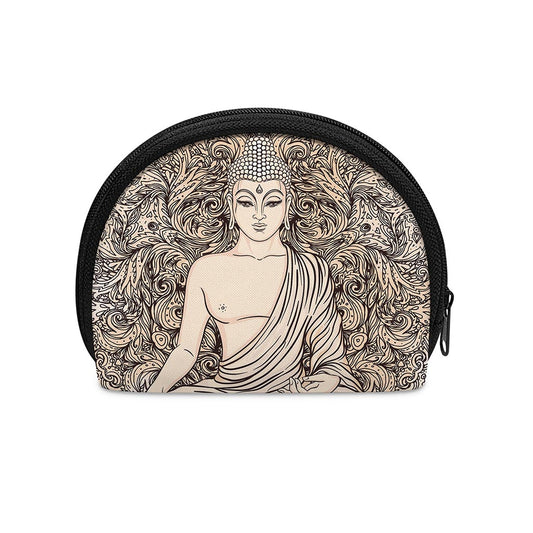 Beige Buddha Mandala Print Coin Purse
