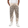 Beige Buddha Mandala Print Cotton Sweatpants