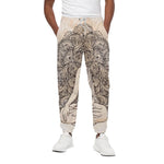 Beige Buddha Mandala Print Cotton Pants