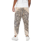 Beige Buddha Mandala Print Cotton Pants