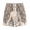 Beige Buddha Mandala Print Cotton Shorts