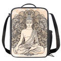 Beige Buddha Mandala Print Crossbody Lunch Bag