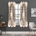Beige Buddha Mandala Print Grommet Curtain Panels