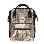 Beige Buddha Mandala Print Diaper Bag