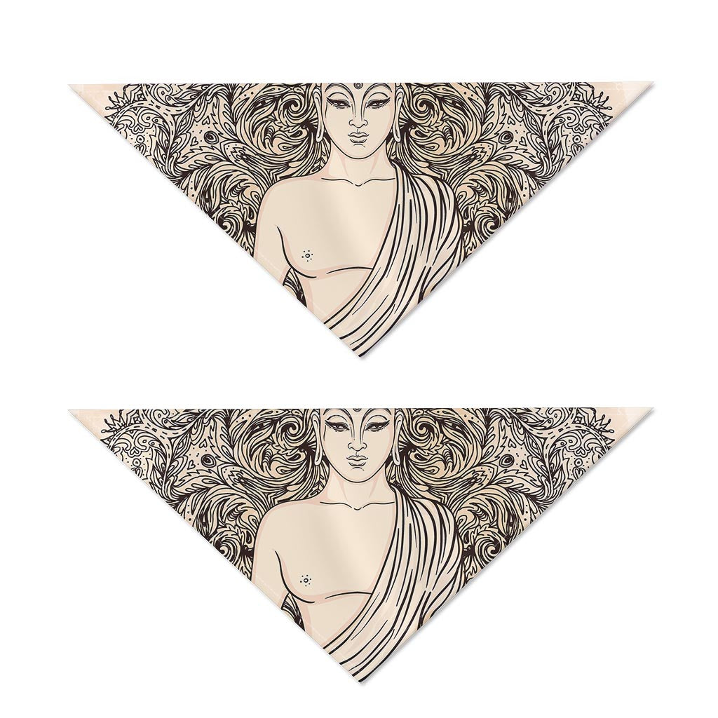 Beige Buddha Mandala Print Dog Bandana