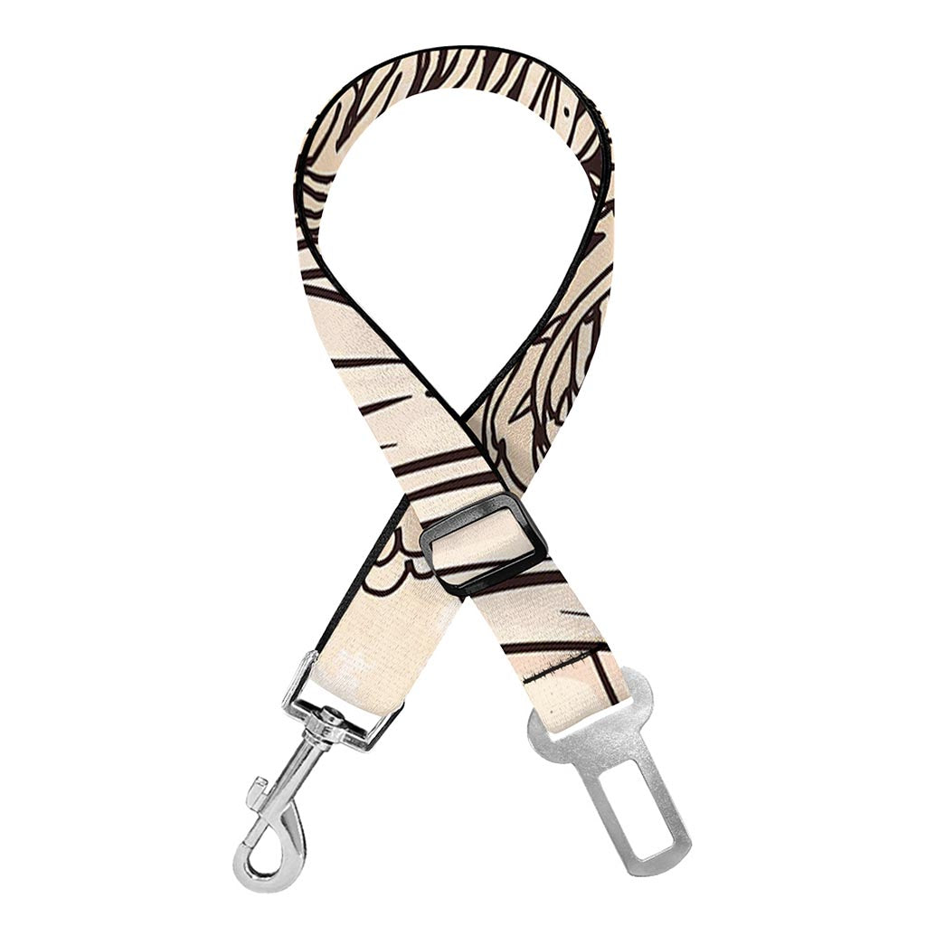 Beige Buddha Mandala Print Dog Seat Belt