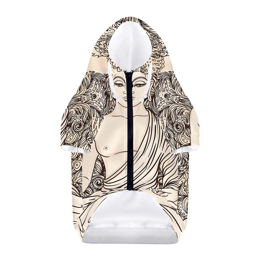 Beige Buddha Mandala Print Dog Zip Up Hoodie