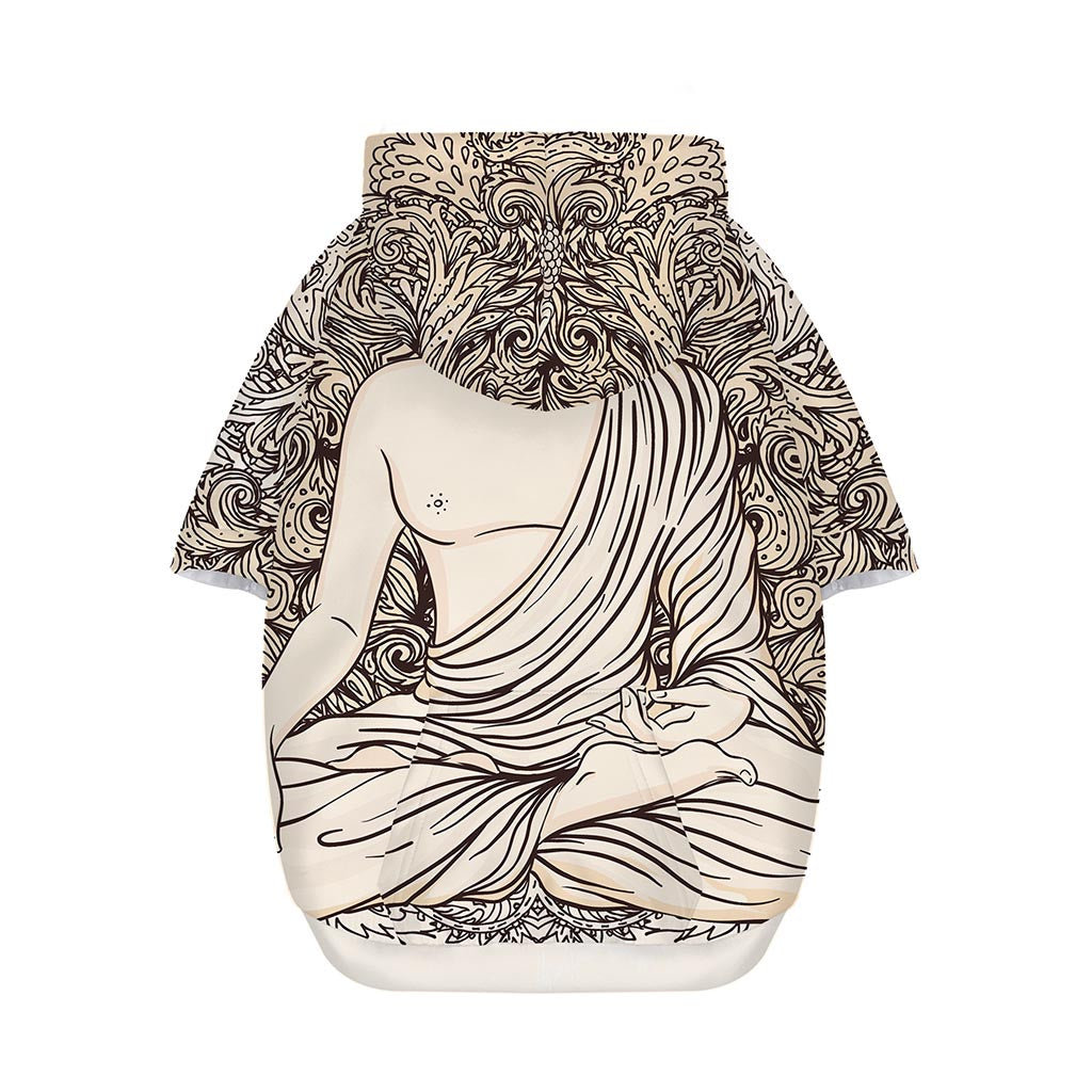 Beige Buddha Mandala Print Dog Zip Up Hoodie