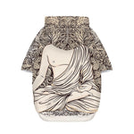Beige Buddha Mandala Print Dog Zip Up Hoodie