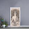 Beige Buddha Mandala Print Door Sticker