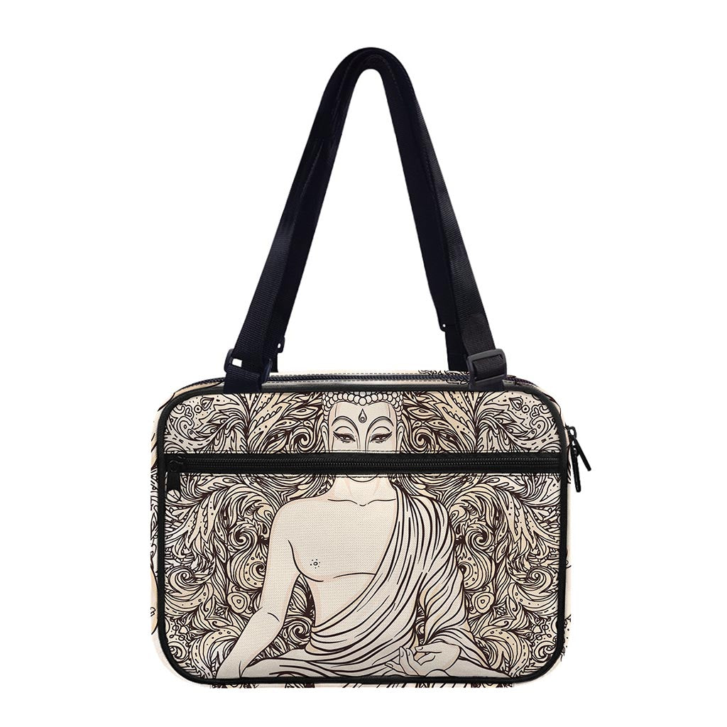 Beige Buddha Mandala Print Double Strap Bible Bag
