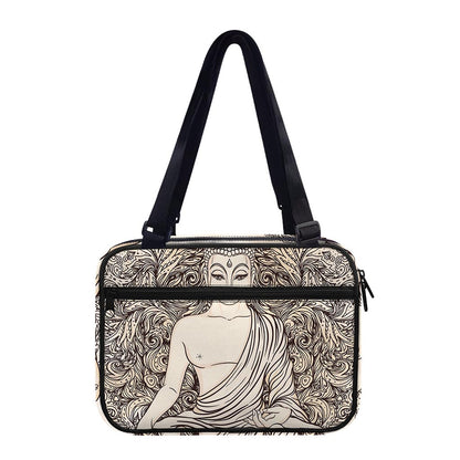 Beige Buddha Mandala Print Double Strap Bible Bag