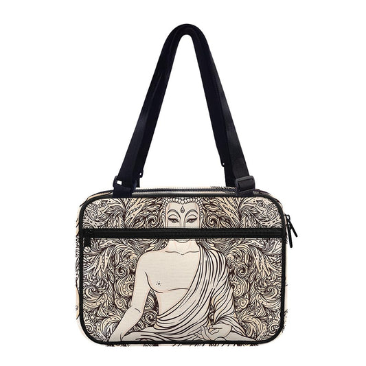 Beige Buddha Mandala Print Double Strap Bible Bag