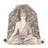 Beige Buddha Mandala Print Drawstring Bag