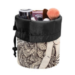 Beige Buddha Mandala Print Drawstring Makeup Bag