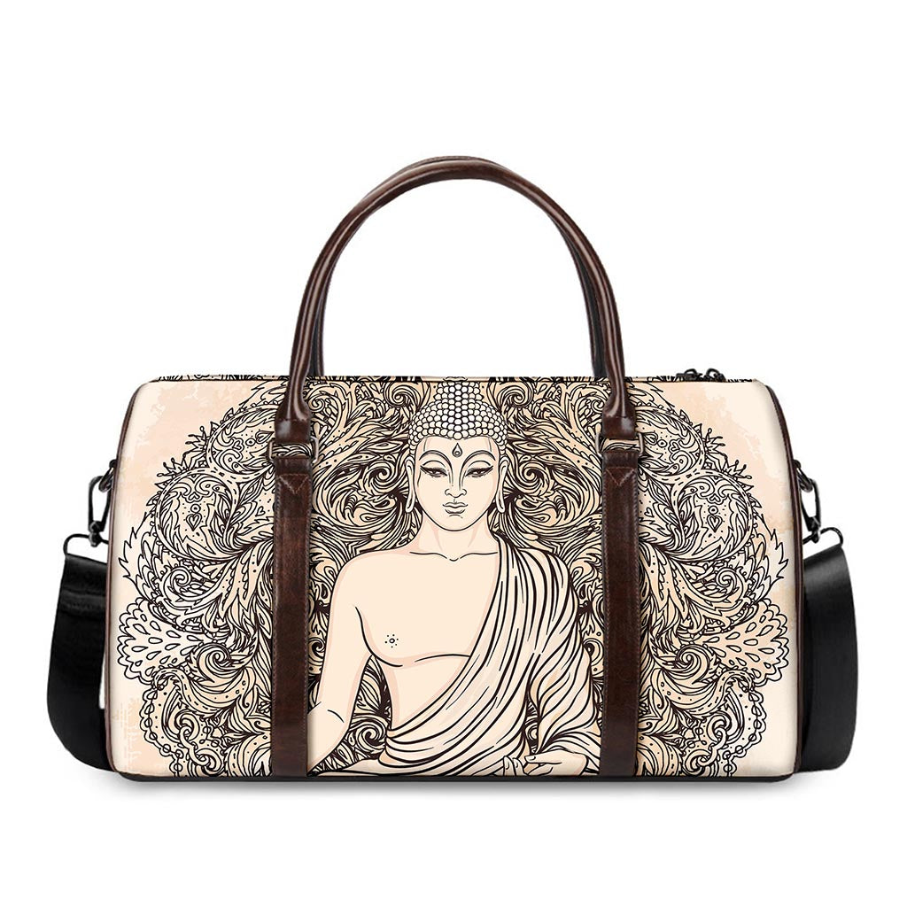 Beige Buddha Mandala Print Duffle Bag