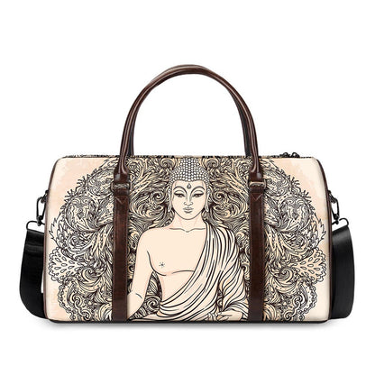 Beige Buddha Mandala Print Duffle Bag