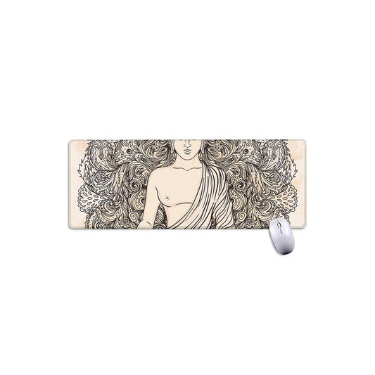 Beige Buddha Mandala Print Extended Mouse Pad