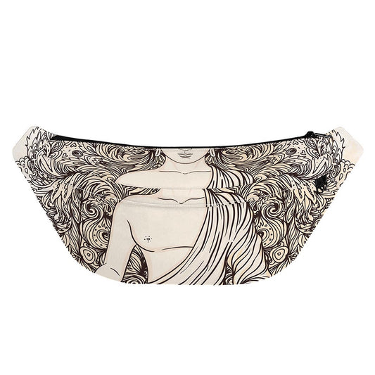 Beige Buddha Mandala Print Fanny Pack