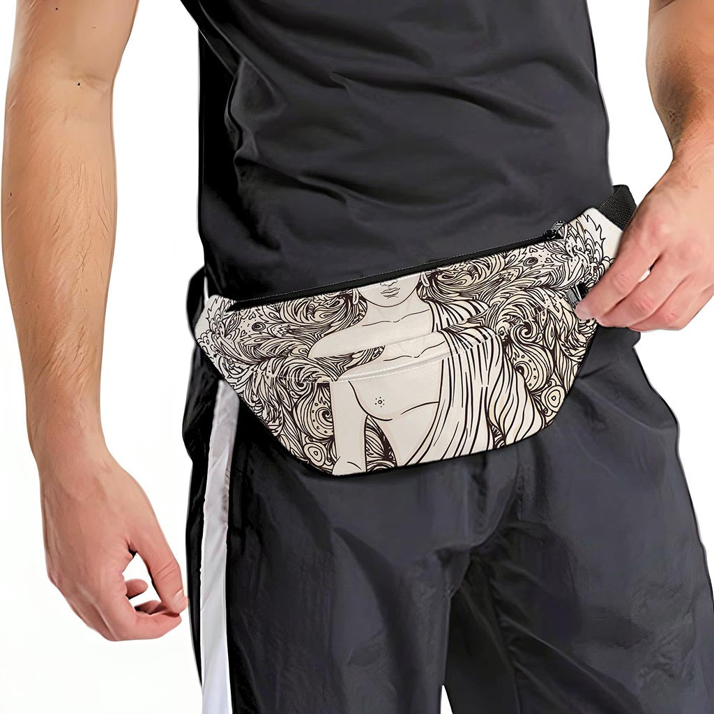 Beige Buddha Mandala Print Fanny Pack