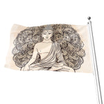 Beige Buddha Mandala Print Flag