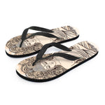 Beige Buddha Mandala Print Flip Flops