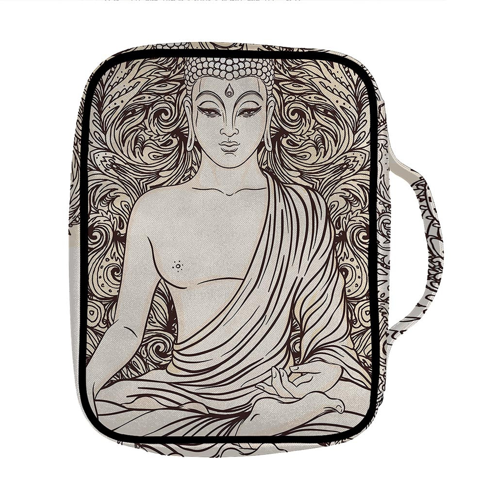 Beige Buddha Mandala Print Front Pocket Bible Bag