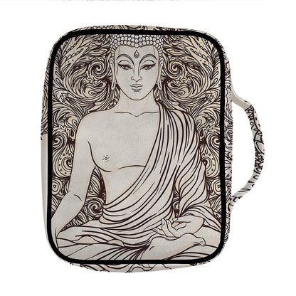 Beige Buddha Mandala Print Front Pocket Bible Bag