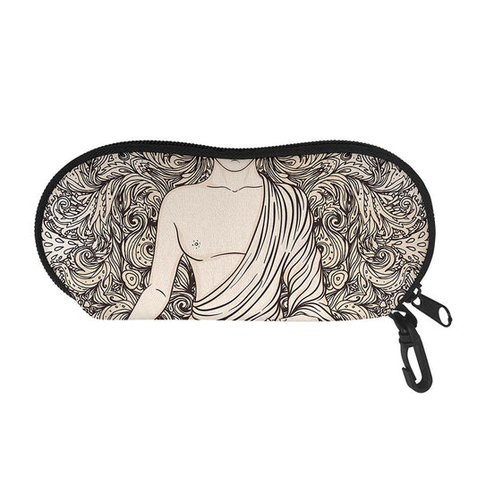 Beige Buddha Mandala Print Glasses Case