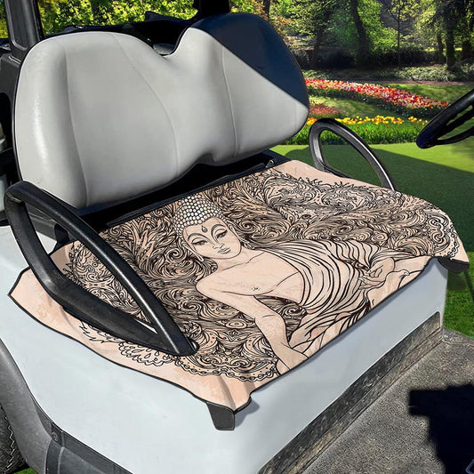 Beige Buddha Mandala Print Golf Cart Seat Cover