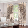 Beige Buddha Mandala Print Grommet Curtains