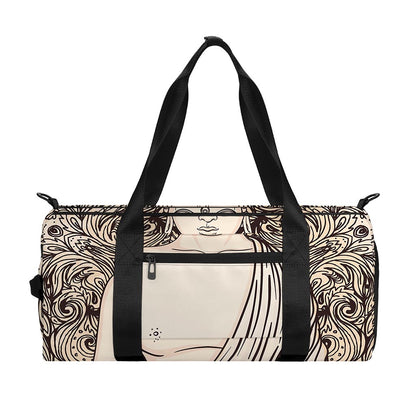 Beige Buddha Mandala Print Gym Bag