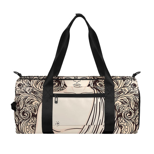 Beige Buddha Mandala Print Gym Bag