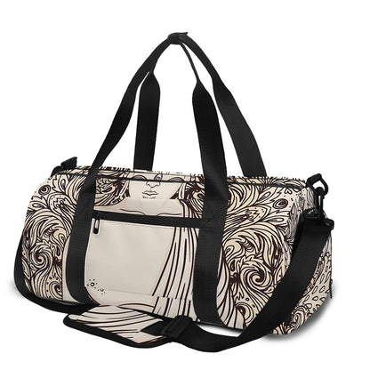 Beige Buddha Mandala Print Gym Bag