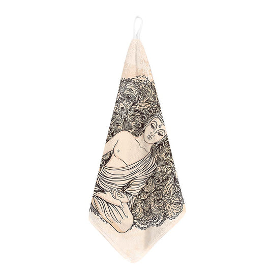 Beige Buddha Mandala Print Hand Towel