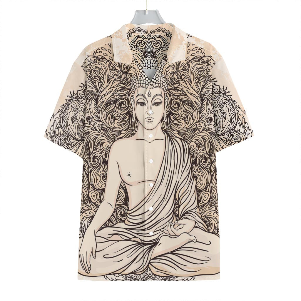 Beige Buddha Mandala Print Hawaiian Shirt