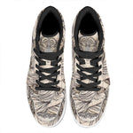 Beige Buddha Mandala Print High Top Leather Sneakers