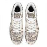 Beige Buddha Mandala Print High Top Leather Sneakers