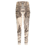 Beige Buddha Mandala Print High-Waisted Pocket Leggings