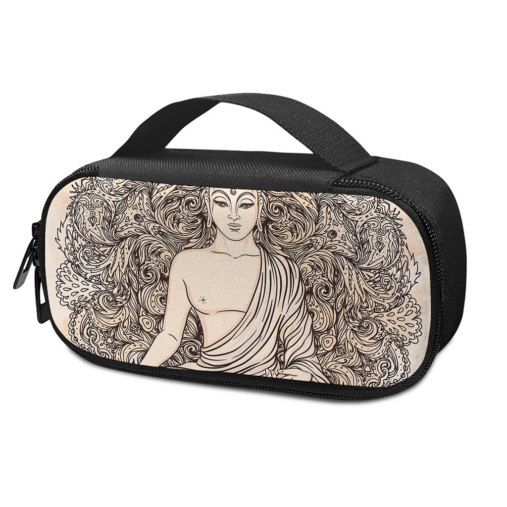 Beige Buddha Mandala Print Insulin Cooler Travel Case