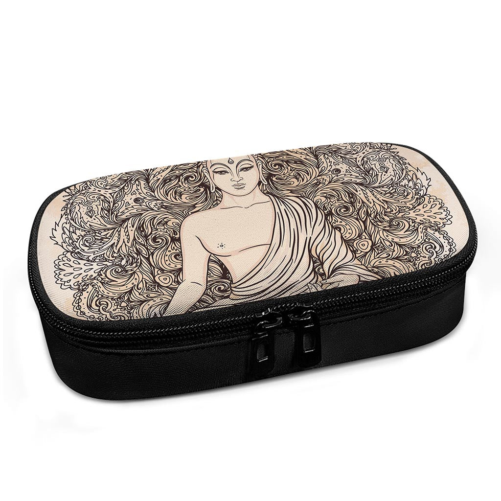Beige Buddha Mandala Print Insulin Cooler Travel Case