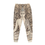 Beige Buddha Mandala Print Jogger Pants