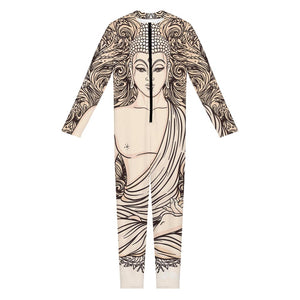 Beige Buddha Mandala Print Jumpsuit